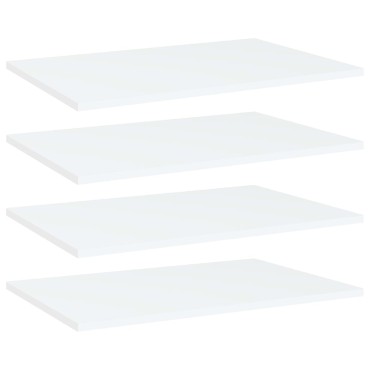vidaXL Ράφια Βιβλιοθήκης 4 τεμ. Λευκά 60x40x1,5cm από Επεξ. Ξύλο