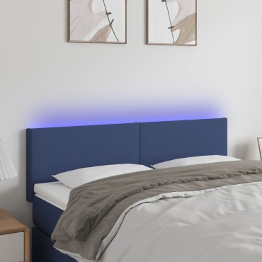 vidaXL Κεφαλάρι Κρεβατιού LED Κρεμ 144x5x78/88cm Υφασμάτινο 1 τεμ.