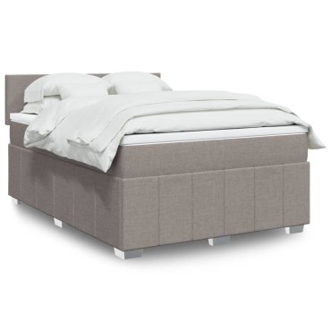 vidaXL Κρεβάτι Boxspring με Στρώμα Taupe 140x200 εκ. Υφασμάτινο