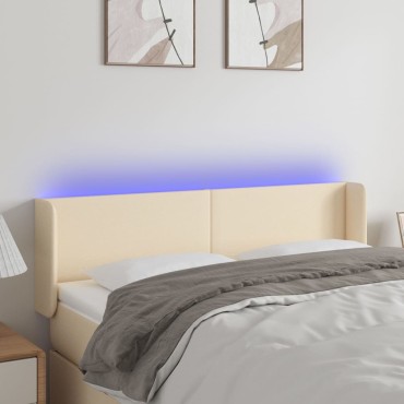 vidaXL Κεφαλάρι Κρεβατιού LED Κρεμ 147x16x78/88cm Υφασμάτινο 1 τεμ.