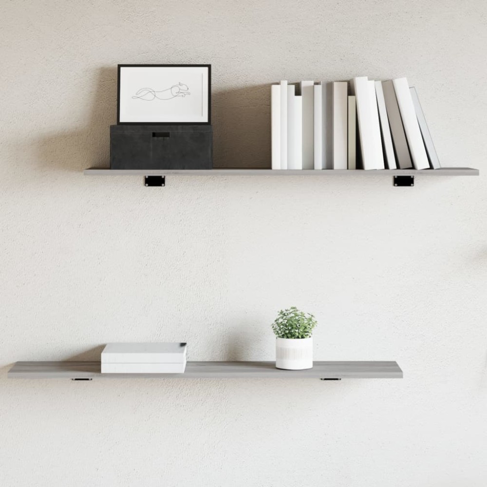 vidaXL Ράφια Τοίχου 4 τεμ. Γκρι Sonoma 100x20x1,5cm Επεξεργ. Ξύλο