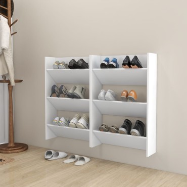 vidaXL Παπουτσοθήκες Τοίχου 2 τεμ. Λευκές 60x18x90cm από Μοριοσανίδα