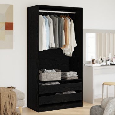 vidaXL Ντουλάπα Μαύρο Δρυς 100x50x200cm Επεξεργασμένο Ξύλο 1 τεμ.