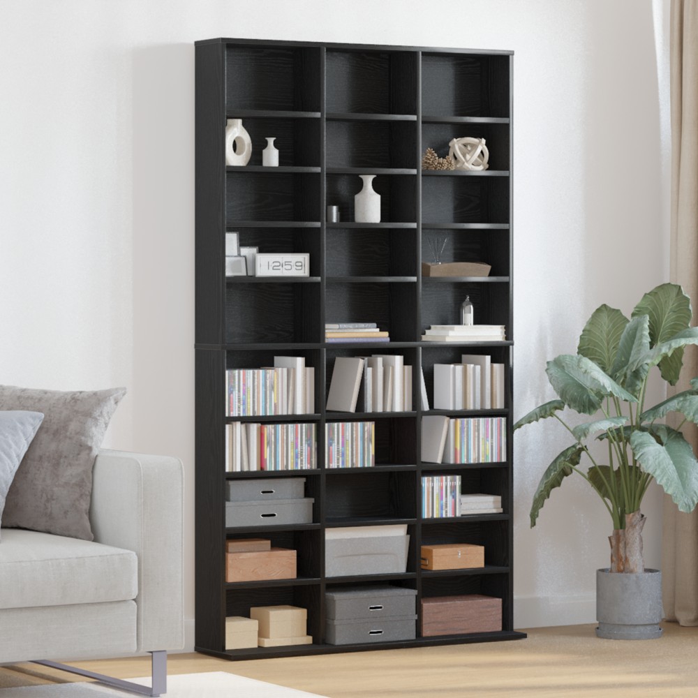 vidaXL Ντουλάπι CD Μαύρο Δρυς 101x23x177,5cm από Συνθετικό Ξύλο 1 τεμ.