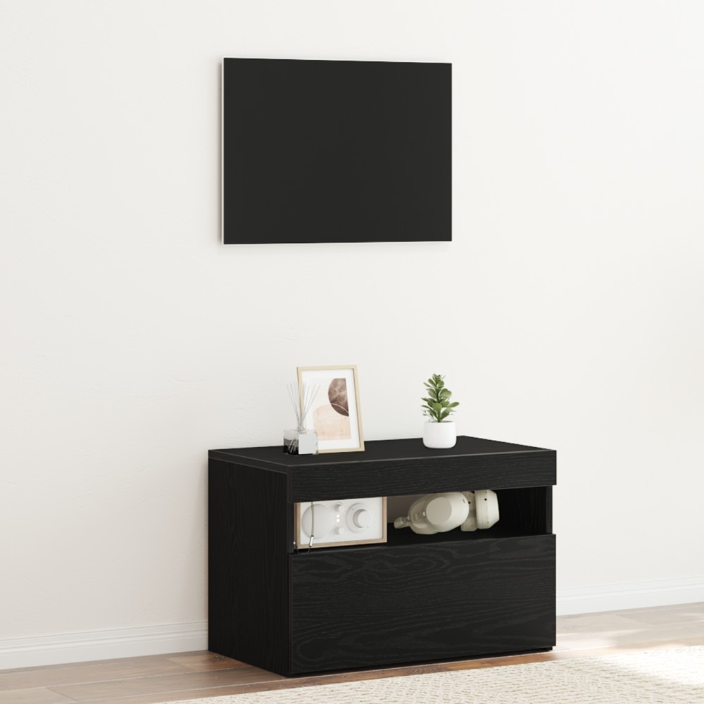 vidaXL Κομοδίνο Μαύρη Οξυά 60x35x40cm Επεξεργασμένο Ξύλο 1 τεμ.