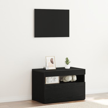 vidaXL Κομοδίνο με LED Φώτα Μαύρη Δρυός 60x35x40cm Ξύλινα 1 τεμ.