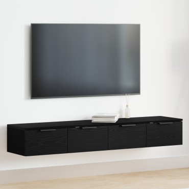 vidaXL Ντουλάπια Τοίχου 2 τεμ. Μαύρη Βελανιδιά 68x30x20cm Επεξεργασμένο Ξύλο