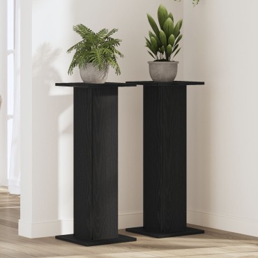 vidaXL Βάση φυτών 2 τμχ. Μαύρη Οξυά 30 x 30 x 80 cm Επεξεργασμένο ξύλο