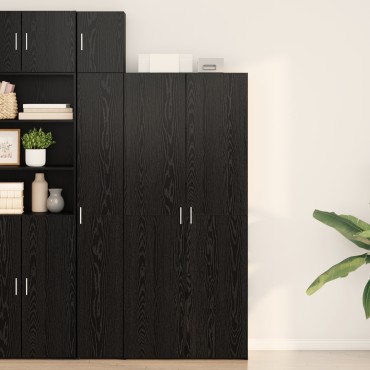 vidaXL Highboard Μπουφές Μαύρος Δρυός 40x42.5x185cm Επεξεργασμένου Ξύλου 1 τεμ.