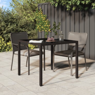 vidaXL Τραπέζι Τραπεζαρίας Κήπου Καφέ 90x90x75cm Πολυ Ράταν 1 τεμ.