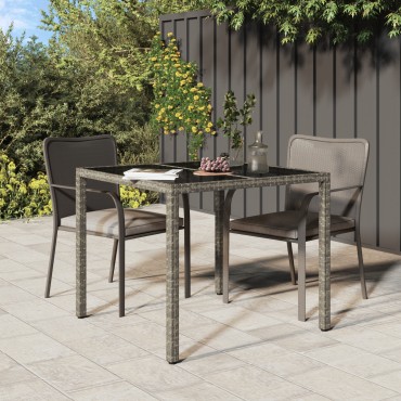 vidaXL Τραπέζι Φαγητού Κήπου Γκρι 90x90x75cm Πολυ Ρατάν 1 τεμ.