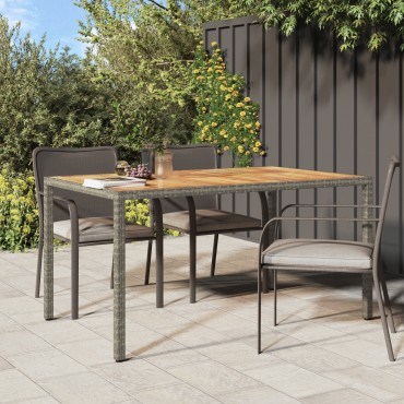 vidaXL Τραπέζι Φαγητού Κήπου Γκρι 150x90x75cm Πολυ Ράτανας 1 τεμ.