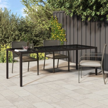 vidaXL Τραπέζι Υπαίθριας Σίτισης Καφέ 250x100x75cm Συνθετικό Ράτα 1 τεμ.