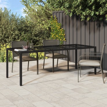 vidaXL Τραπέζι Δείπνου Κήπου Μαύρο 250x100x75cm Πολυ Ρατάν 1 τεμ.