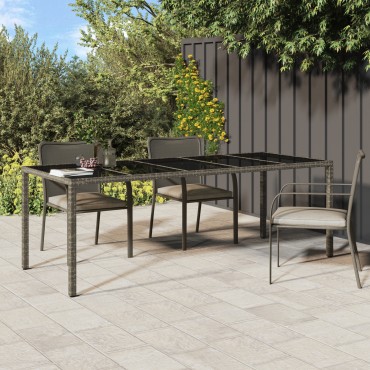 vidaXL Τραπέζι Φαγητού Κήπου Γκρι 250x100x75cm Πολυ Ρατάν 1 τεμ.