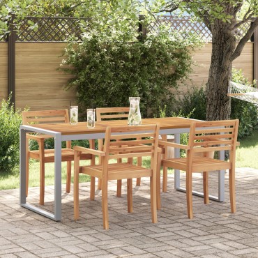 vidaXL Τραπέζι Εξωτερικού Χώρου Γκρι 180x90x75cm Από Χάλυβα & Στερεό Ξύλο Ακακίας 1 τεμ.