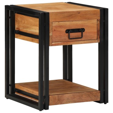 vidaXL Κομοδίνο με συρτάρι Καφέ 40x40x50cm Στερεό Ξύλο Ακακίας 1 τεμ.