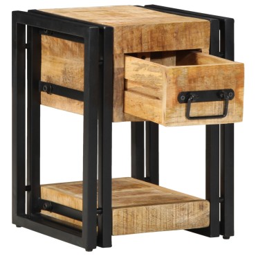 vidaXL Κομοδίνο με συρτάρι Καφέ 30x30x40cm Στερεό ξύλο μάνγκο 1 τεμ.