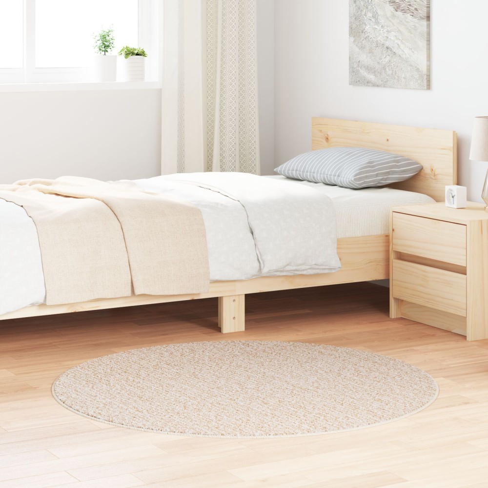 vidaXL Αντιολισθητικό Σαγκί Χαλάκι Κρεμ 120x120cm PP