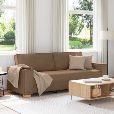 vidaXL Τριθέσιος Καναπές Καφέ Υφασμάτινος 220x78x84 cm
