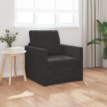 vidaXL Καναπές Κρεβάτι 2 σε 1 Μαύρος 74x77x81cm Βελούδο 1 τεμ. Γωνιακός