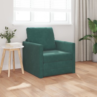 vidaXL Καναπές-Κρεβάτι 2 σε 1 Σκούρο Πράσινο 74x77x81cm Βελούδο 1 τεμ. Γωνιακός