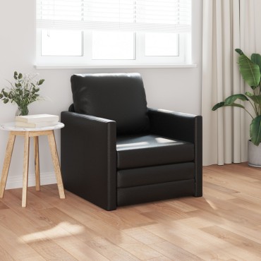 vidaXL Πολυθρόνα-Καναπές 2 σε 1 Μαύρη 74x77x81cm από Τεχνητό Δέρμα 1 τεμ. Γωνιακός