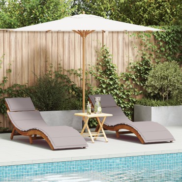 vidaXL Ξαπλώστρα 2 τεμ. Στερεό Ξύλο Ακακίας Taupe 55x184x64cm