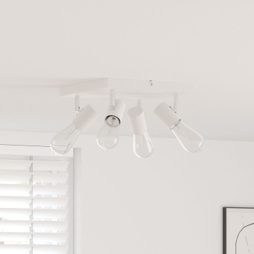 vidaXL Ceiling Spotlight 4 Way Adjustable Λευκό E27