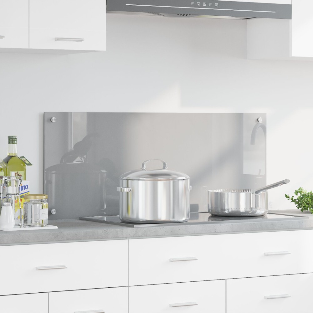 vidaXL Πλακάκι Κουζίνας Ανοιχτό Γκρι 100x40x0,6 εκ. Σκληρυμένο Γυαλί