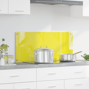 vidaXL Πίσω τοίχος κουζίνας Κίτρινος 90x40x0.6 εκ Σκληρυμένο γυαλί