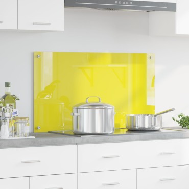 vidaXL Κουζίνα Πλακάκι Κίτρινο 90x50x0,6 εκ Σκληρυμένο Γυαλί