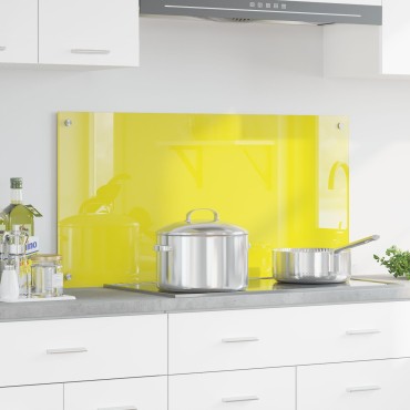vidaXL Κουζινάκι Πίσω Σπασίματος Κίτρινο 100x50x0,6 εκ Σκληρυμένο Γυαλί