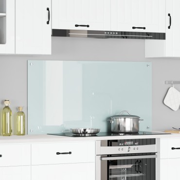 vidaXL Κουζίνα με Πλακάκια Λευκή 120x60x0,6 εκ Κατεργασμένο Γυαλί