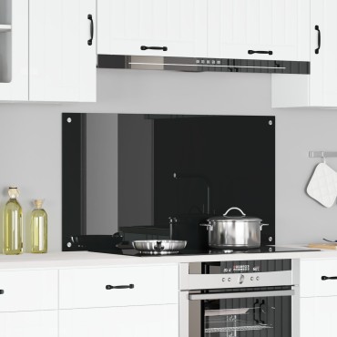 vidaXL Μαύρος Κουζίνας Πίνακας 110x60x0,6 εκ Γυαλί Ανθρακα