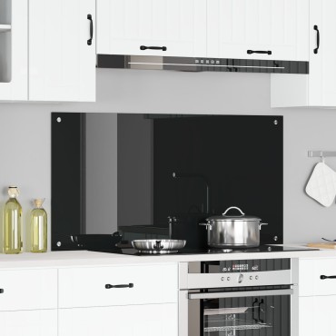 vidaXL Μαύρο Πλακάκι Κουζίνας 120x60x0,6 εκ Γυαλί Ανθεκτικό