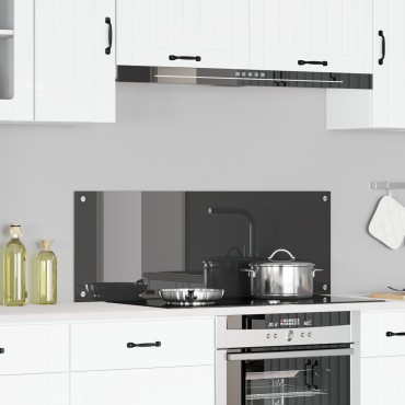 vidaXL Πλακάκι Κουζίνας Σκούρο Γκρι 110x40x0,6 εκ από Γυαλί Ανθεκτικό στη Θερμότητα