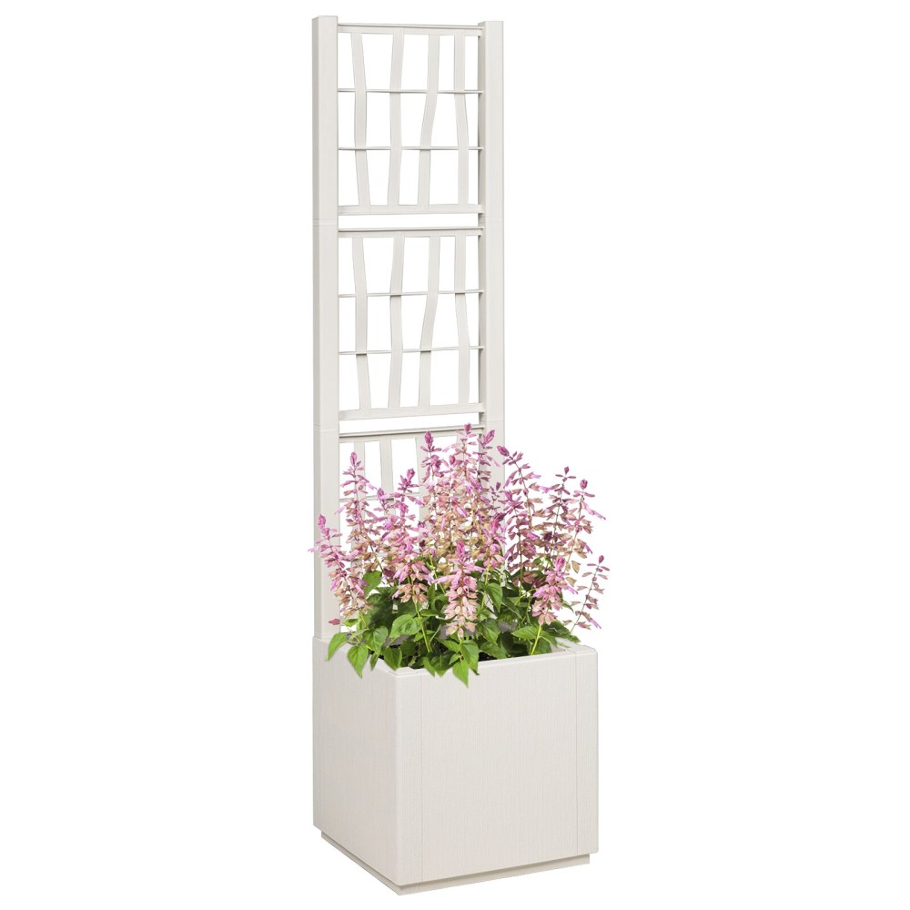 vidaXL Κήπος Γλάστρα με Πλέγμα Λευκό 36x36x140 εκ PP