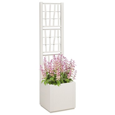 vidaXL Κήπος Γλάστρα με Πλέγμα Λευκό 36x36x140 εκ PP
