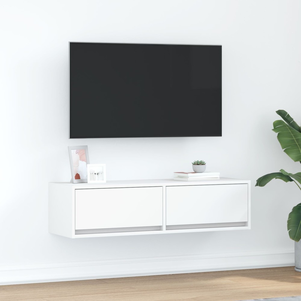 vidaXL Ντουλάπι Τηλεόρασης Λευκό 100x31x25,5cm Επεξεργασμένο Ξύλο