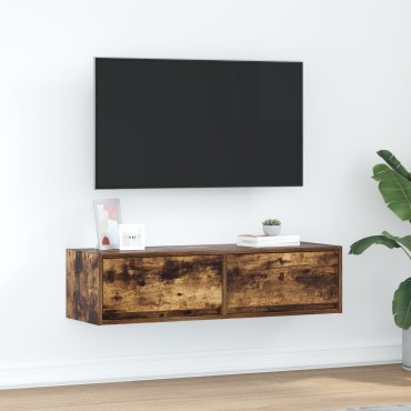 vidaXL Ντουλάπι τηλεόρασης Καπνιστό Δρύινο 100x31x25,5cm Επεξεργασμένο ξύλο