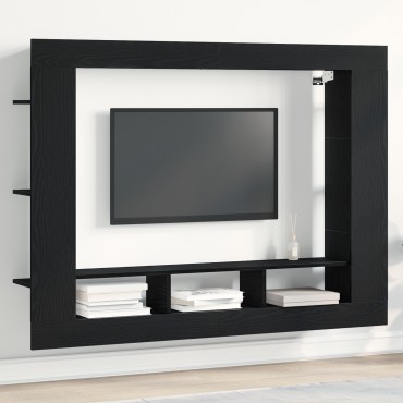 vidaXL Κονσόλα Τηλεόρασης Τοίχου Μαύρο Δρυς 152x22x113cm