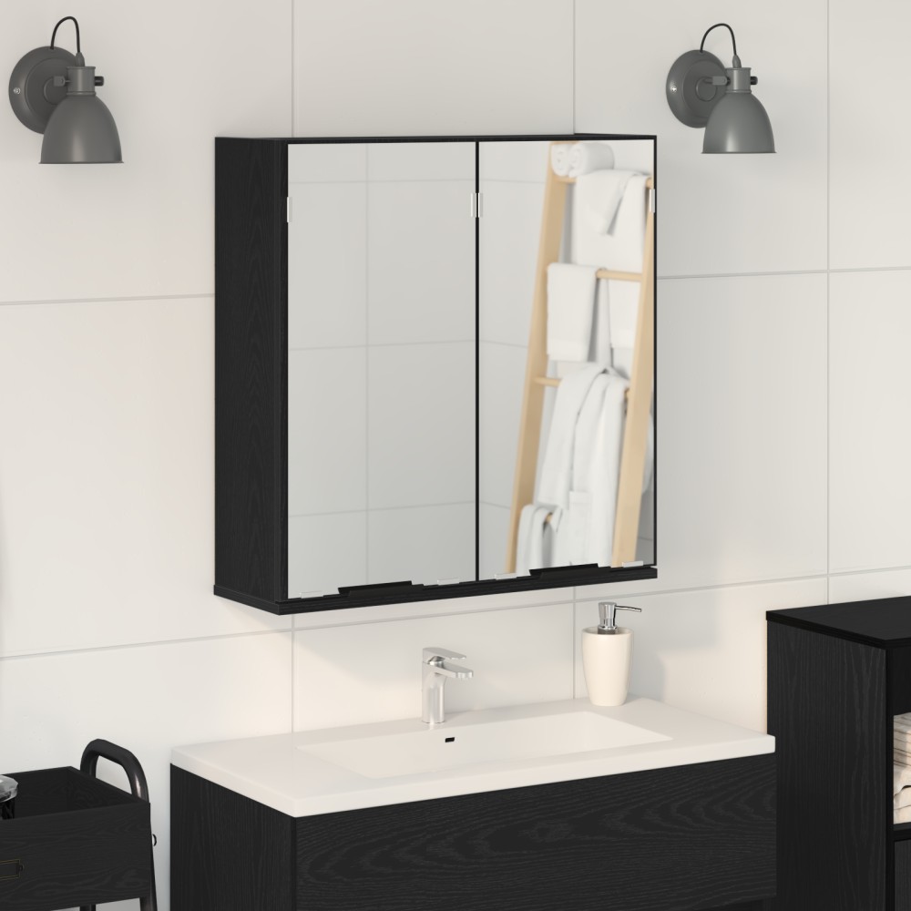 Καθρέφτης μπάνιου vidaXL - Μαύρη βελανιδιά, 64x20x66,5 cm Κατασκευασμένος από επεξεργασμένο ξύλο