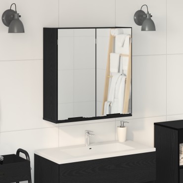 Καθρέφτης μπάνιου vidaXL - Μαύρη βελανιδιά, 64x20x66,5 cm Κατασκευασμένος από επεξεργασμένο ξύλο
