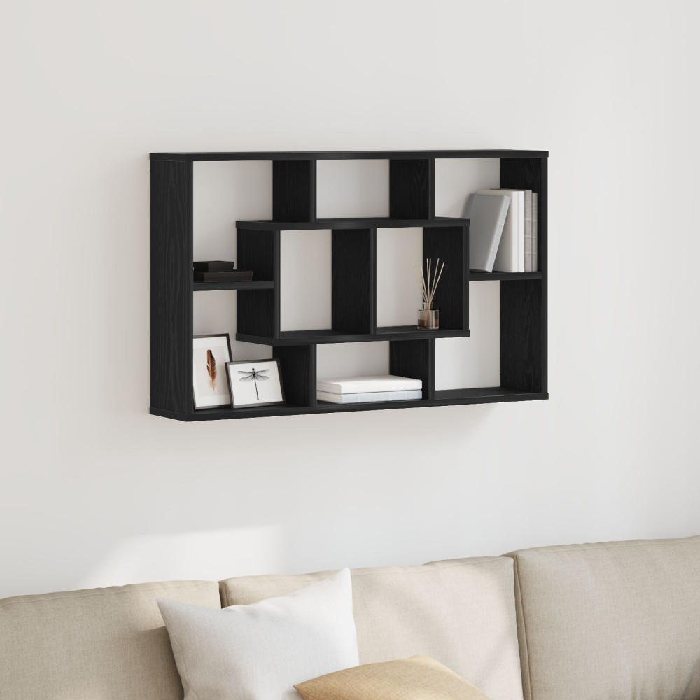 vidaXL Ράφι Τοίχου - Μαύρη Δρυς, 85x16x52.5cm, Φτιαγμένο από Επεξεργασμένο Ξύλο 1 τεμ.