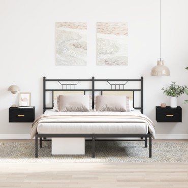 vidaXL Τοίχου Κομοδίνα 2 τεμ. Μαύρη Δρυς 35x35x20 εκ
