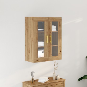 Ντουλάπα Τοίχου vidaXL με Γυάλινα Πόρτες Artisan Oak 69,5x34x90cm 1 τεμ.