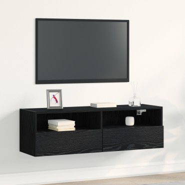 vidaXL Γκρι τηλεόραση Τοίχου Μαύρο Δρυς 100x30x30cm Επεξεργασμένο Ξύλο
