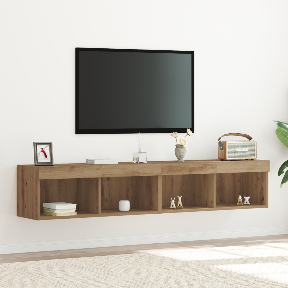 vidaXL Ντουλάπες Τηλεόρασης με LED Φώτα 2 τεμ. Καρυδιά 80x30x30 εκ