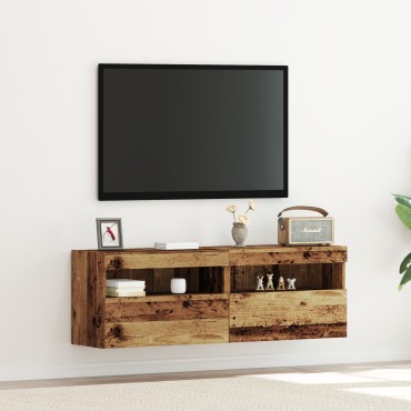 vidaXL Κονσόλες Τηλεόρασης με LED Φώτα 2 τεμ. Παλιό Ξύλο 60x30x40 εκ